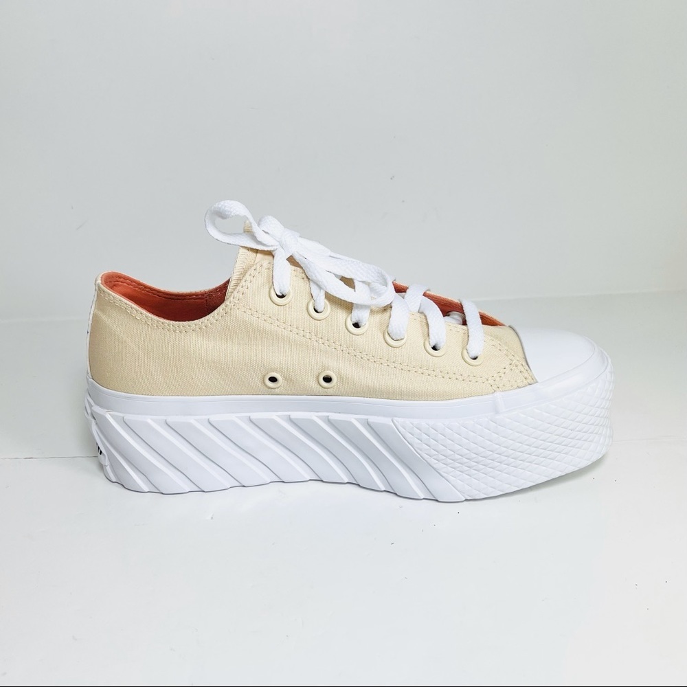Converse Chuck Taylor All Star OX Lift 2X Platform Sneakers Light Twine Size 7.5 - Picture 2 of 8